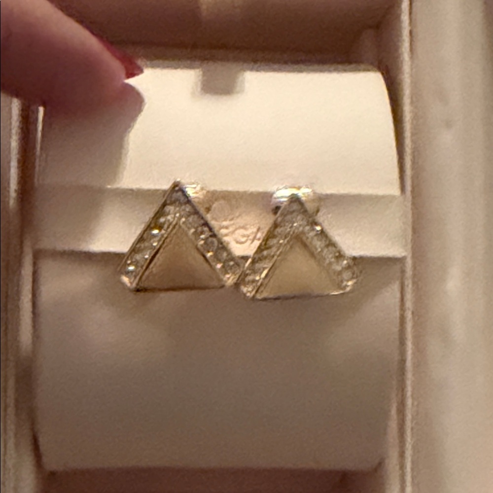 Dior Vintage Elegant Gold Triangle Earrings